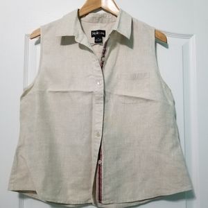 Style & co Beige Sleeveless Button Down Shirt
